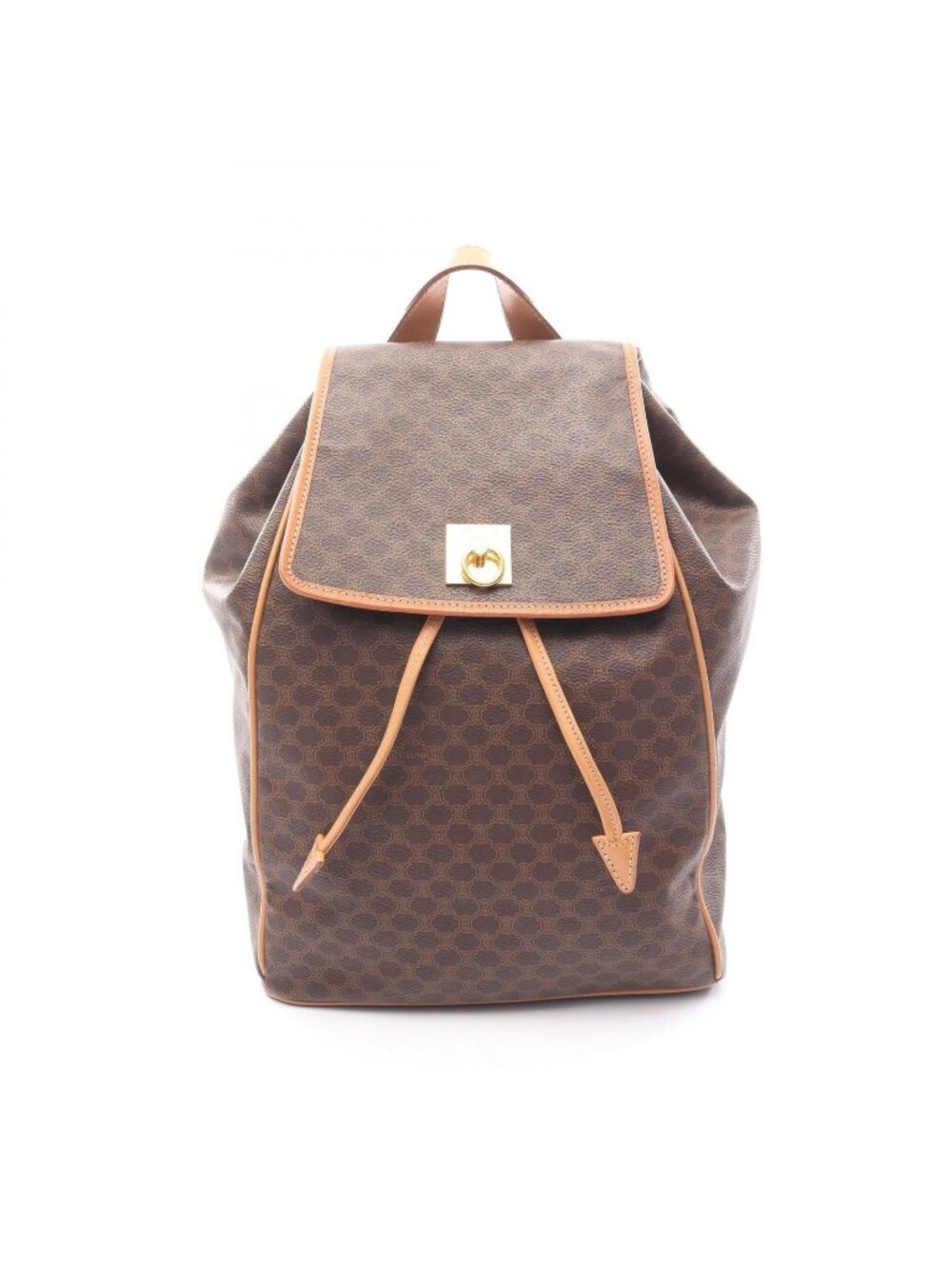 Celine Backpack Macadam Dark Brown Canvas Leather